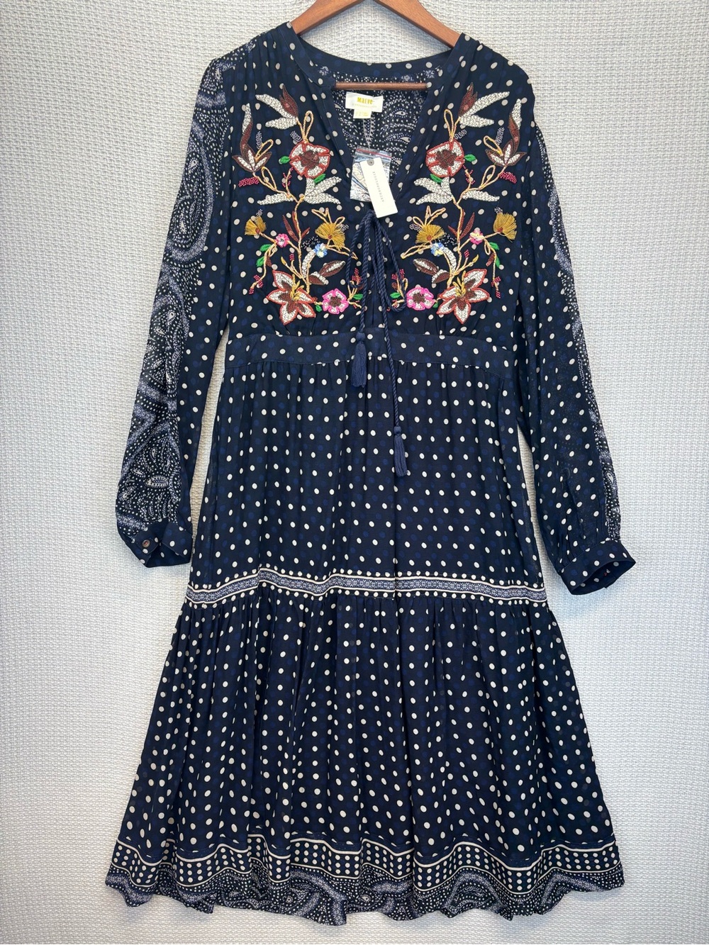 NWT Maeve Anthropologie Cassidy Embroidered Midi Dress Boho Lace Floral Sz 14